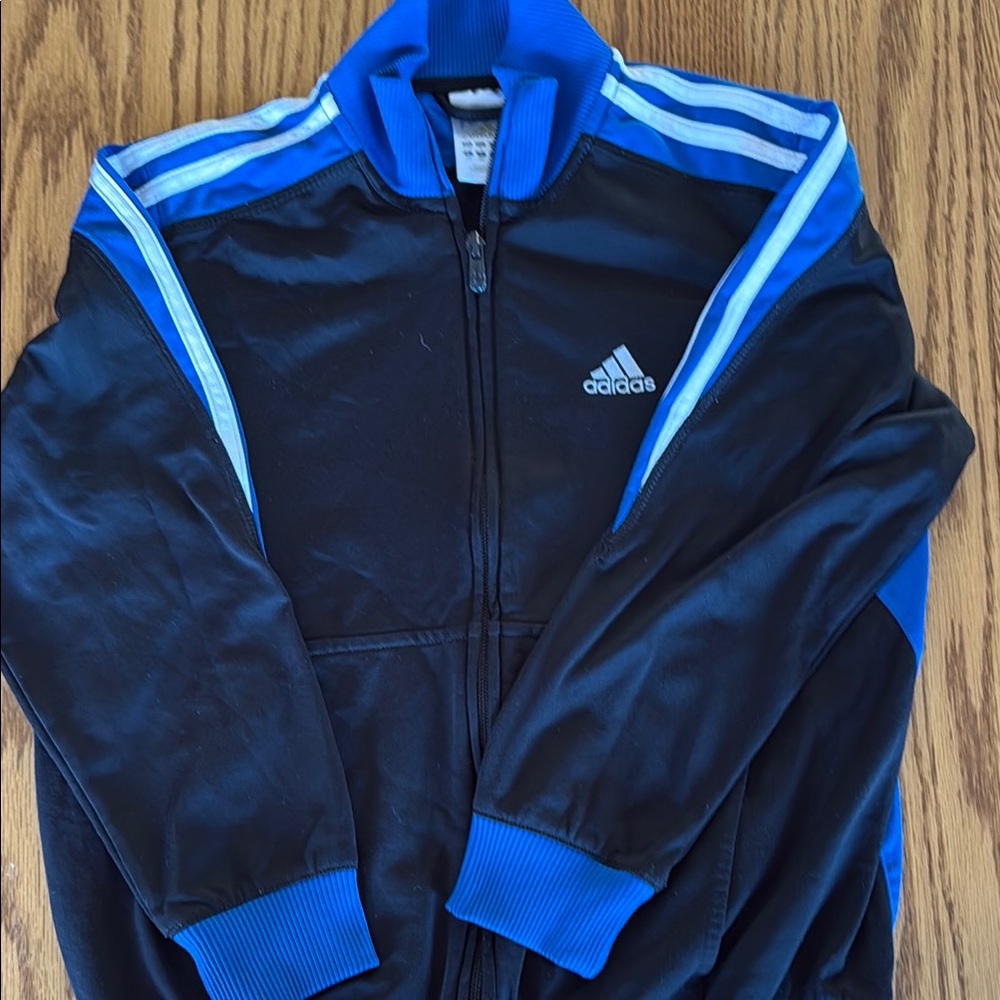 Adidas Black and Blue Zip-Up Jacket